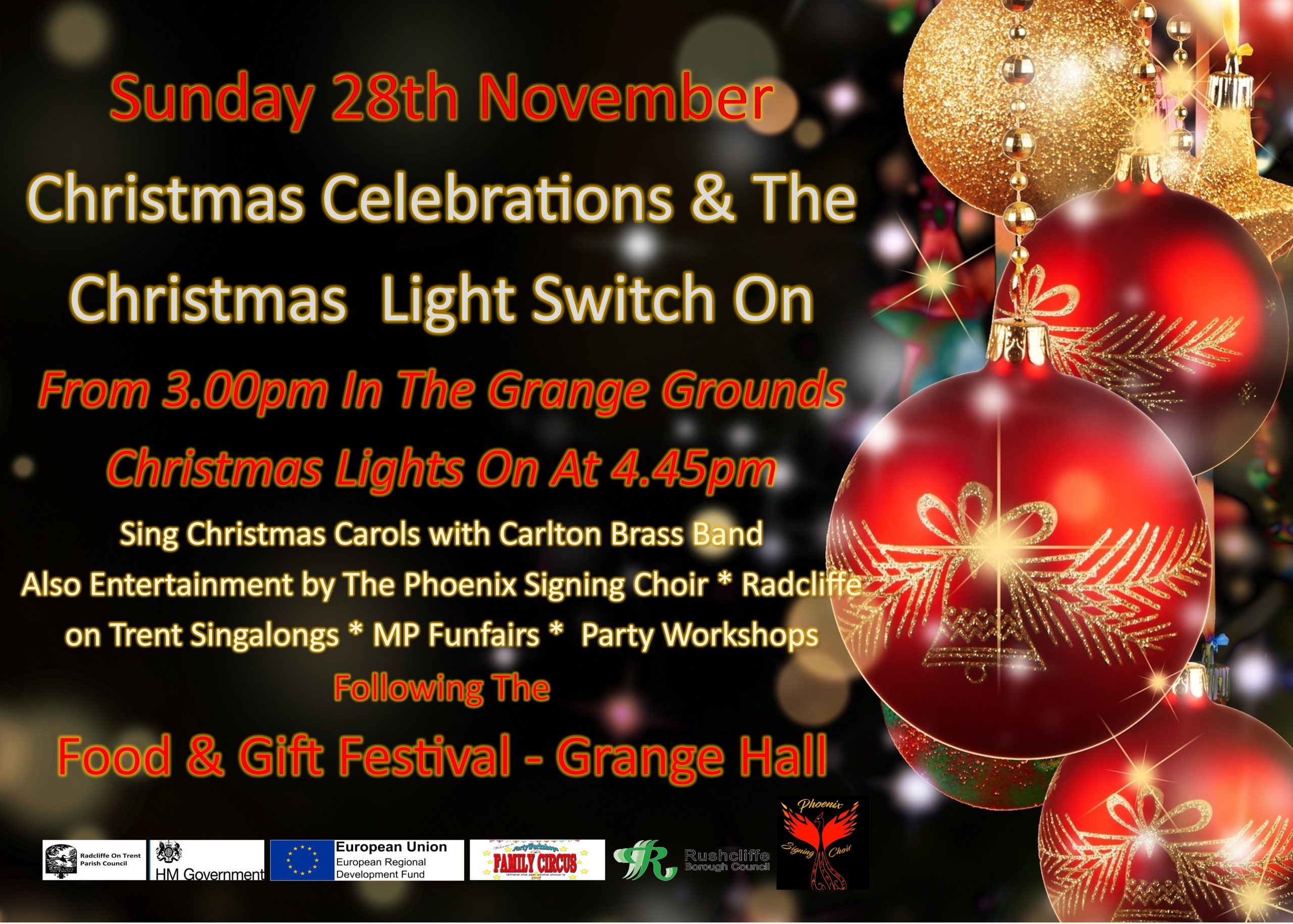 Christmas Light Switch On The Grange and Grange Hall Radcliffe